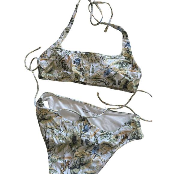 Abercrombie & Fitch 90s Style Bikini Set Swim Green Print Both Size Medium NWT - Picture 3 of 3